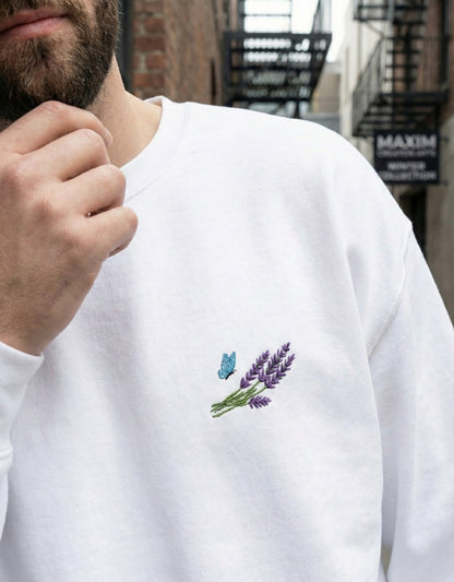 Flower Embrodiery Unisex Oversized Sweatshirt