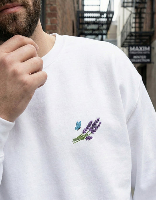 Flower Embrodiery Unisex Oversized Sweatshirt