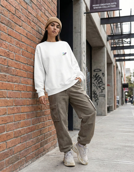 Flower Embrodiery Unisex Oversized Sweatshirt